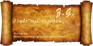 Zimányi Gizella névjegykártya